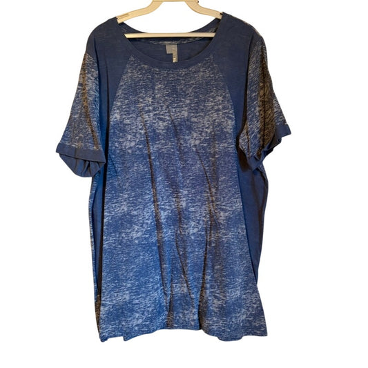 Silverwear Women's Blue & White Burnout Short Sleeve Top Size L - Raglan Tee