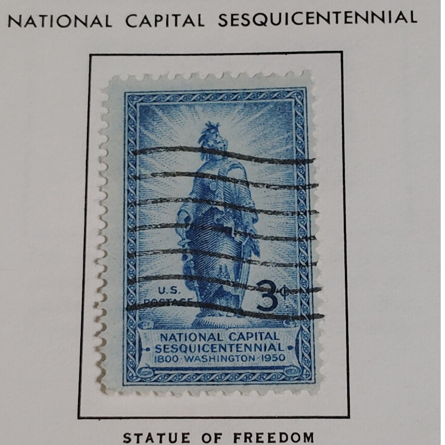 1950 3¢ National Capital Sesquicentennial – Scott 991 – Statue of Freedom