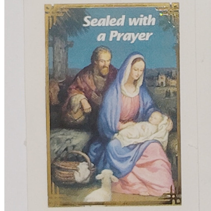 Lot of 2 Nativity Seal Stamps “Sealed with a Prayer” Prayer Stickers 1½" x 1¾"