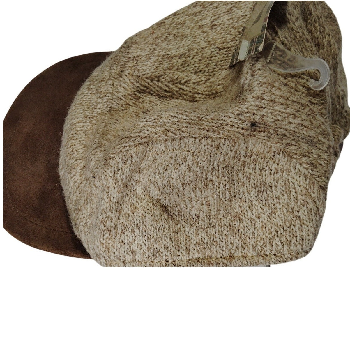 Vintage Broner Newsboy Cap, Tweed Taupe, Faux Suede Bill, OS (Est. 7.5 to 7.75)