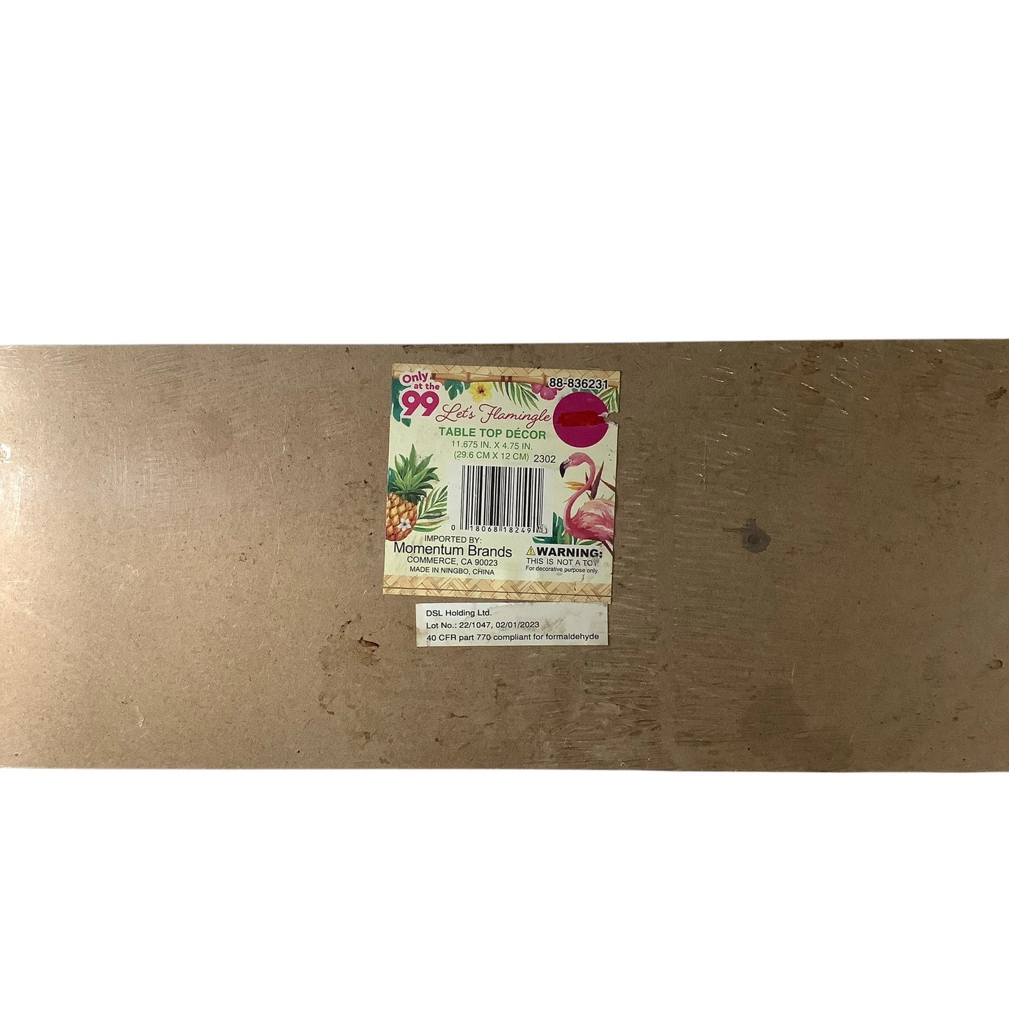 11.675" x 4.75" Let's Flamingle Decor Sign, Palm Leaf Background, HOME Cut-Out