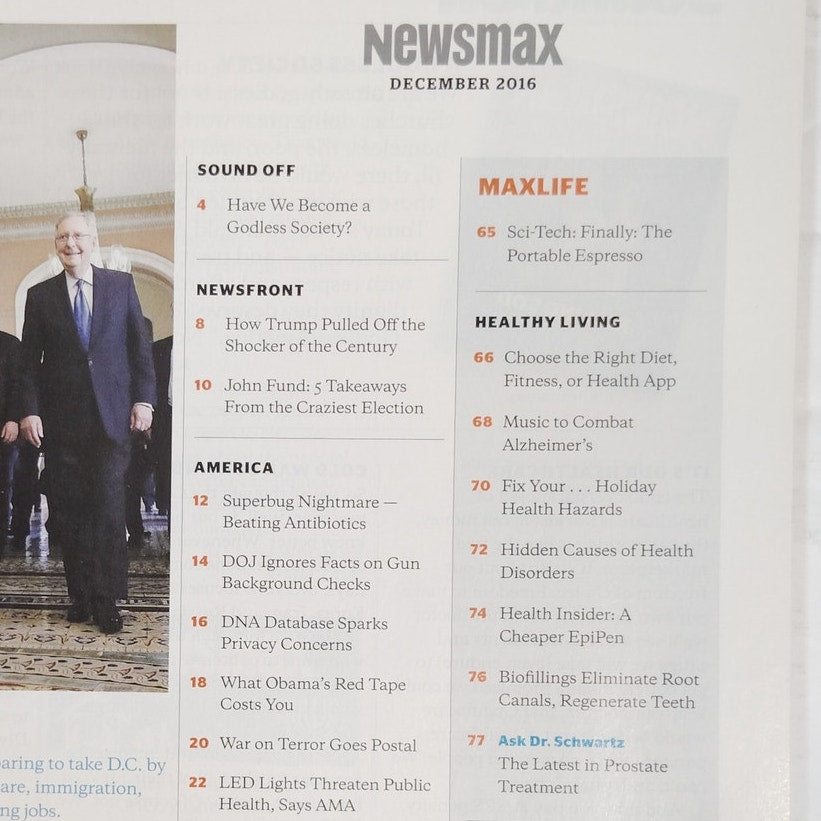 Newsmax Magazine December 2016 Donald Trump First 100 Days Back Issue