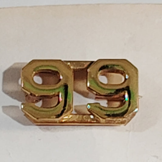 Early/Mid 1900s Brass C-Clasp "99" Collar Device 3/8"H Hat / Lapel Pin