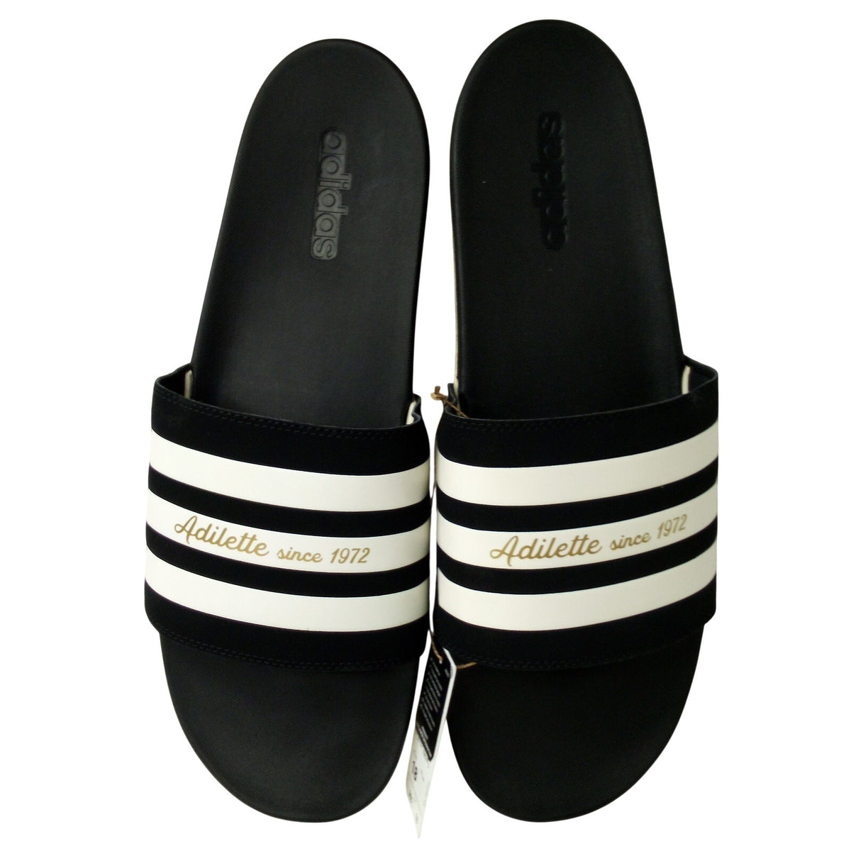 adidas Adilette Comfort Slides Black White, Men's Size 18, Unisex, Sandals