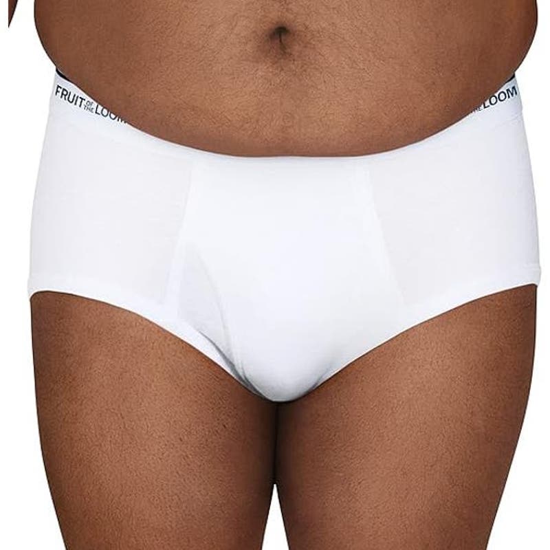 Fruit of the Loom Big Men's Tag-Free Cotton Briefs Underwear, 6 Pack White, XXL