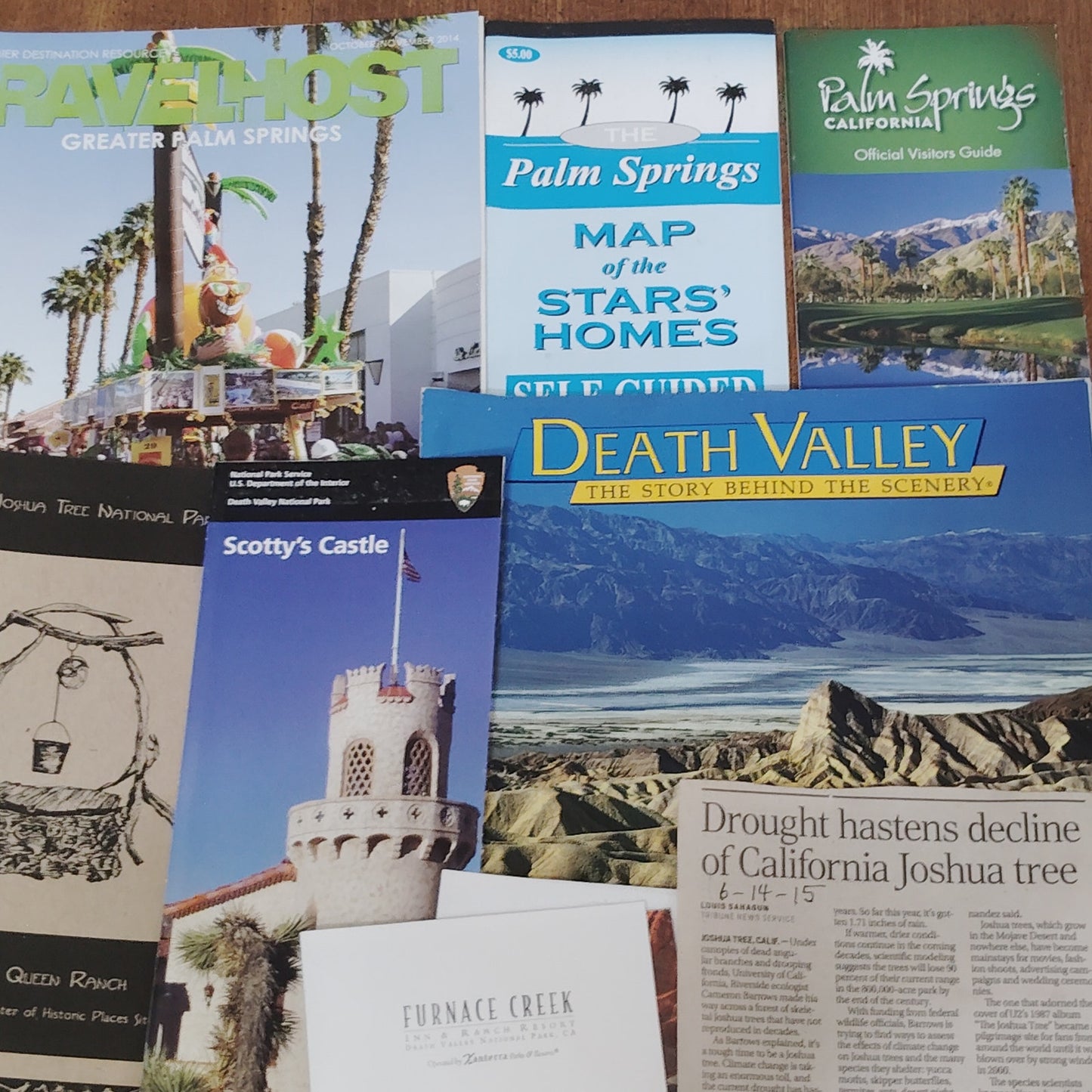 Death Valley & Palm Springs 2014 Travel Ephemera Lot - Vintage Brochures & Maps