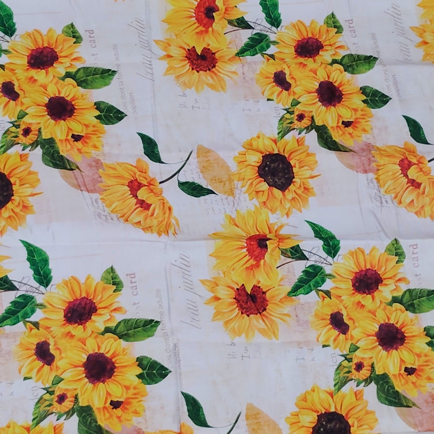 Sunflower Round Tablecloth 60 in Fabric Washable Indoor Outdoor Dining Decor