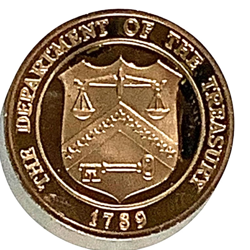 1982 Proof Set Bronze Coin, U.S. Eagle Seal and Reverse is Treasury Seal of 1789