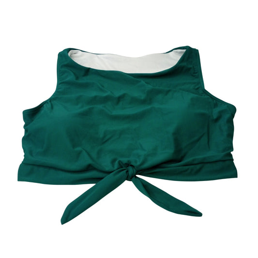 Deep Teal Knot Front Bikini Top Size L White Lined Swim Top Beachwear