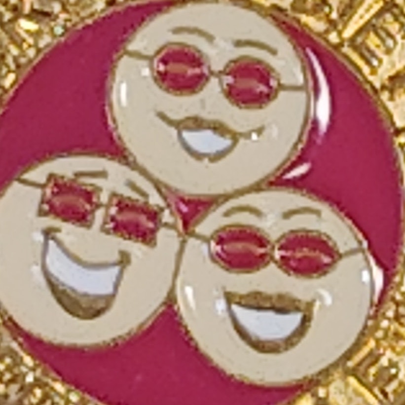 VTG Secret Society of Happy People Lapel Pin,  Enamel 7/8"D Smiling Faces