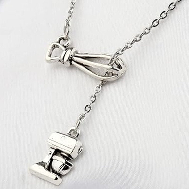 Baker Necklace Whisk & Mixer Charms “Bake The World A Better Place” Baker's Gift