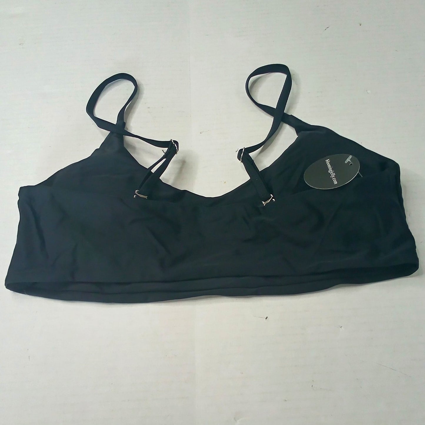 Blooming Jelly Black Bralette Bikini Top Scoop Neck Spaghetti Strap Swim Medium