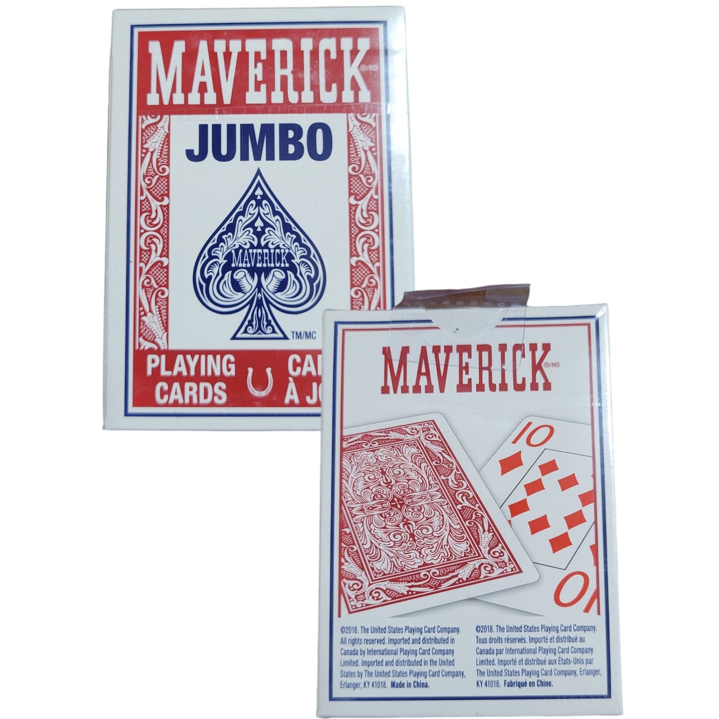 2 Decks, Maverick Jumbo Index Playing Cards, Red Back, New in Packages