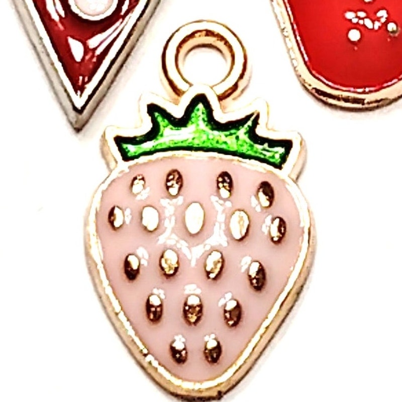 Assorted Fruit & Heart Charms Gold‑Tone Enamel 1/2"–5/8" Jewelry Making Pendants