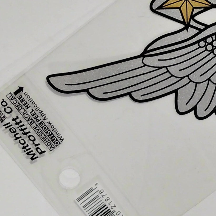 Combat Aircrew Badge Mylar Decal – 6.5" x 3" Silver Wings, Gold Anchor & Stars