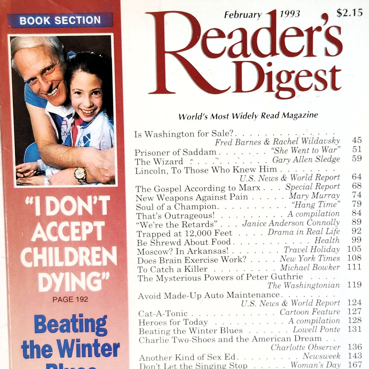 Reader's Digest February 1993 Vintage Magazine - I Don't Accept Children Dying