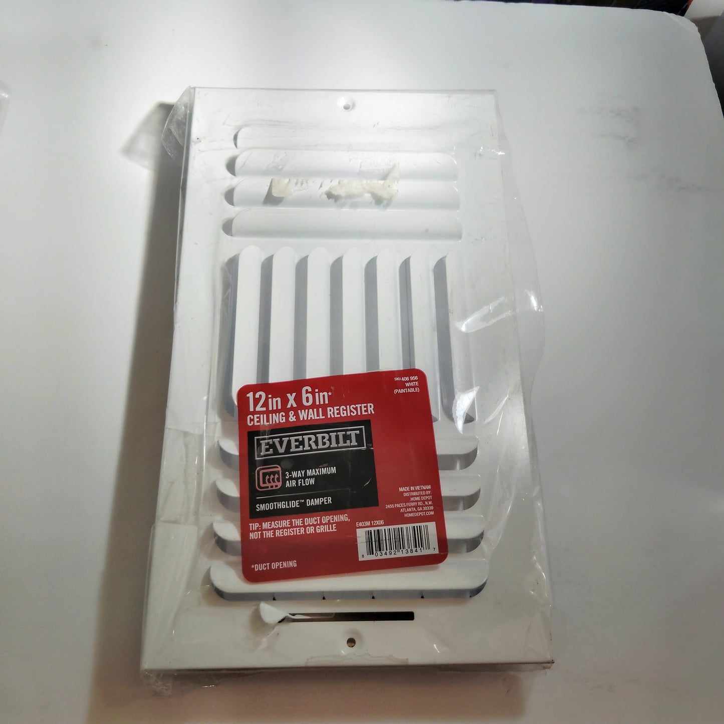 Everbilt 12 in. X 6 in. 3-Way Fixed Curved Blade Wall/Ceiling Register