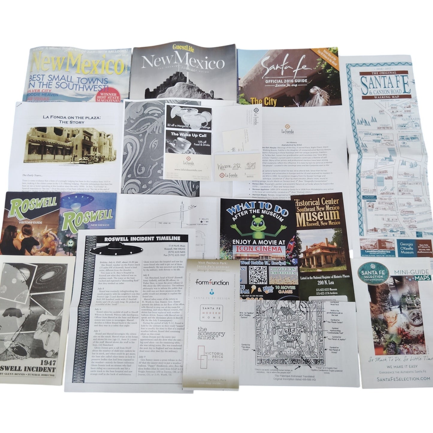 VTG New Mexico Travel Ephemera Lot Santa Fe Roswell UFO Museum Maps Brochures