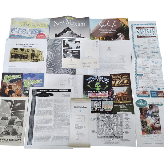 VTG New Mexico Travel Ephemera Lot Santa Fe Roswell UFO Museum Maps Brochures