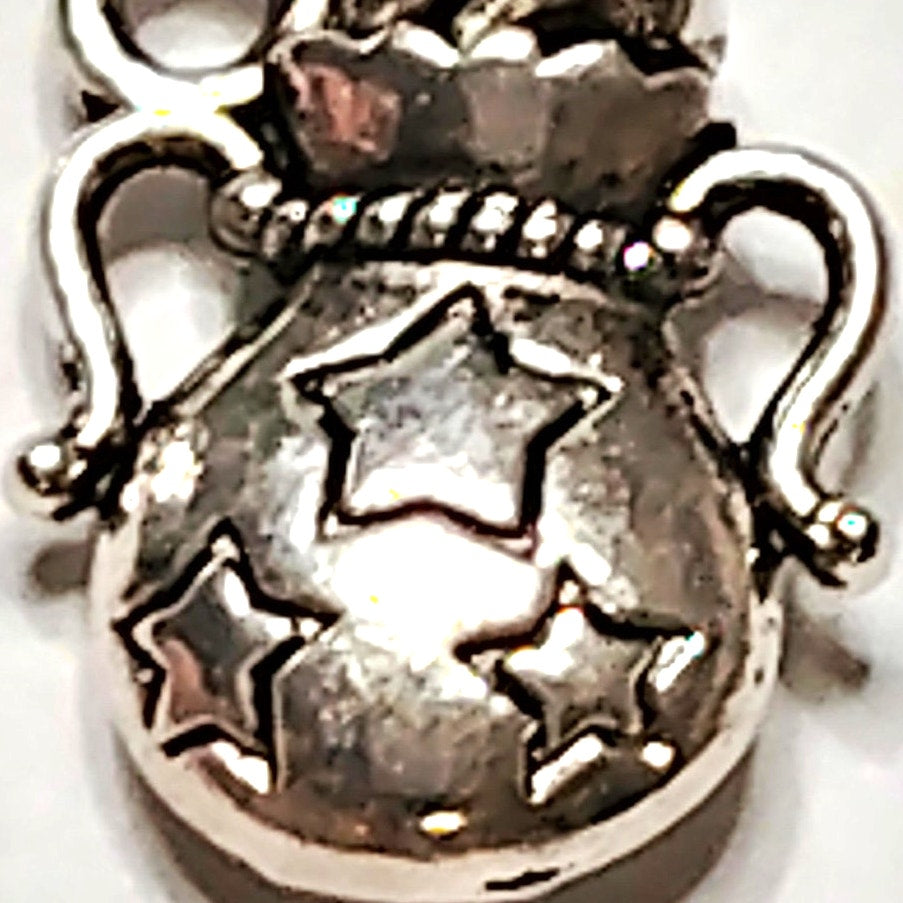 Aquarius Zodiac Charm Patinated Silver‑Tone Metal Water Bearer 1/2" Pendant