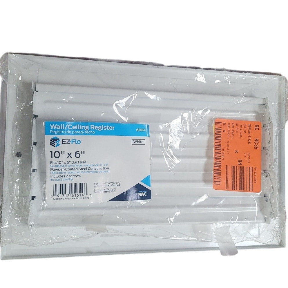 EZ-FLO 10 in. x 6 in. 3-Way Steel Wall / Ceiling Register, White