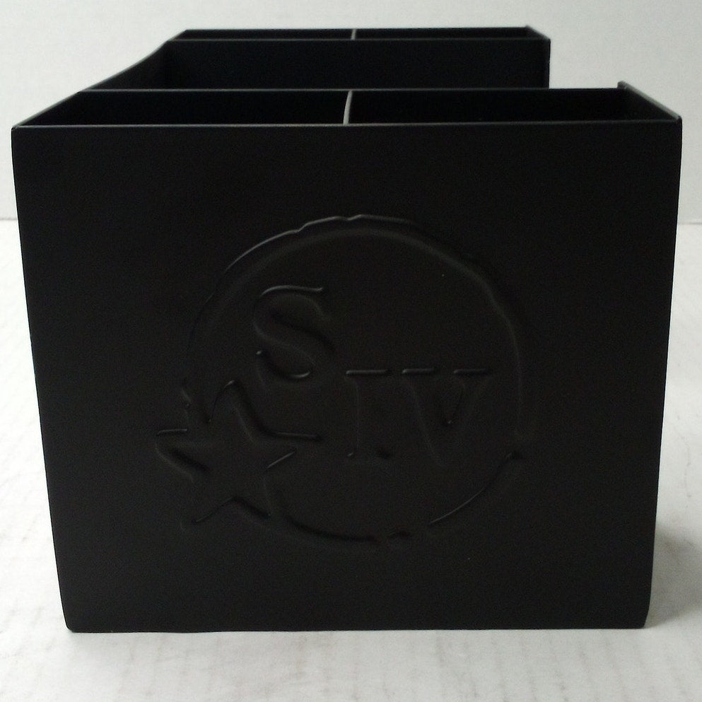 Maker's Mark Metal Black Bar Caddy Organizer Embossed Logo Napkin/Stirrer Holder
