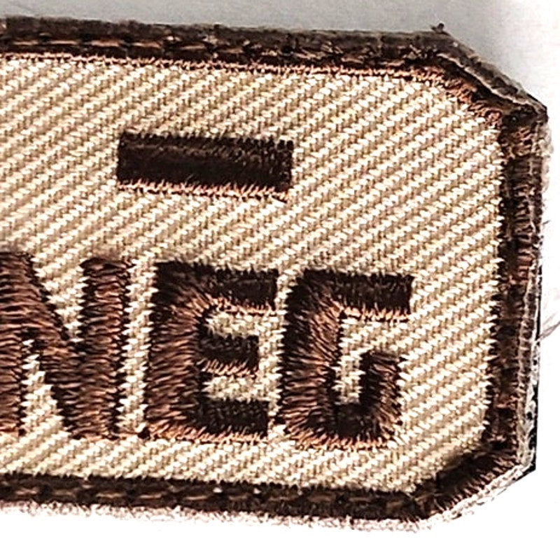 O- NEG Blood Type Patch Brown on Tan 2" × 1" Hook‑Back