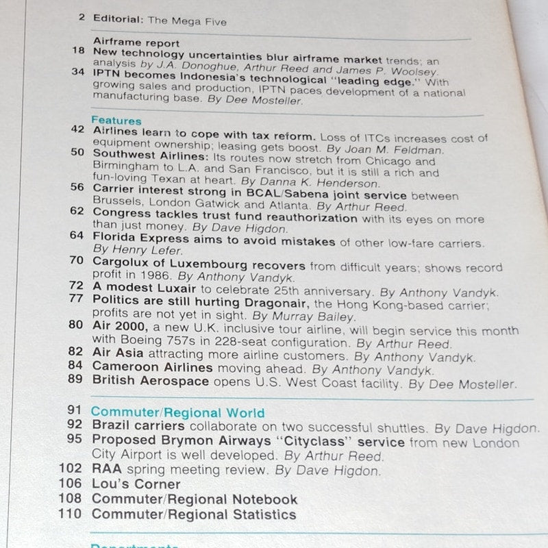 Air Transport World Magazine May 1987 McDonnell Douglas MD-91X Industry Analysis