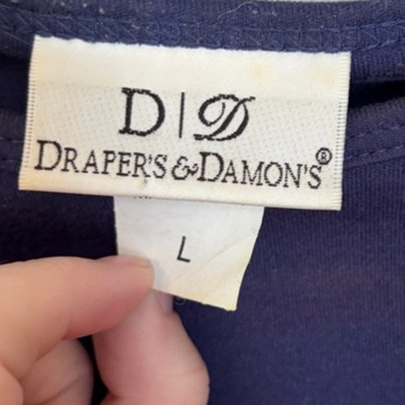 Drapers & Damon's Women's Navy Long Sleeve Boat Neck Top Size L