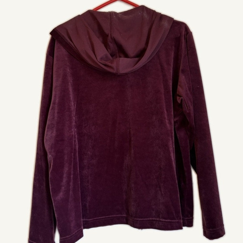 Avon Intimates Womens Maroon Velvet Hooded Zip Jacket & Pants Lounge Set L