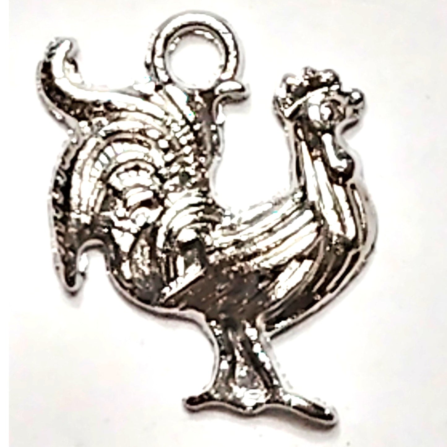 Silver Tone Rooster Charm 5/8" Farm Animal Pendant Jewelry Making Craft Supply