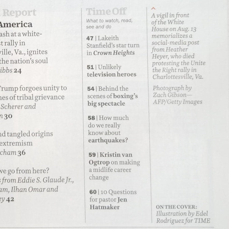 TIME Magazine Aug 28 2017 Hate in America Charlottesville Back Issue