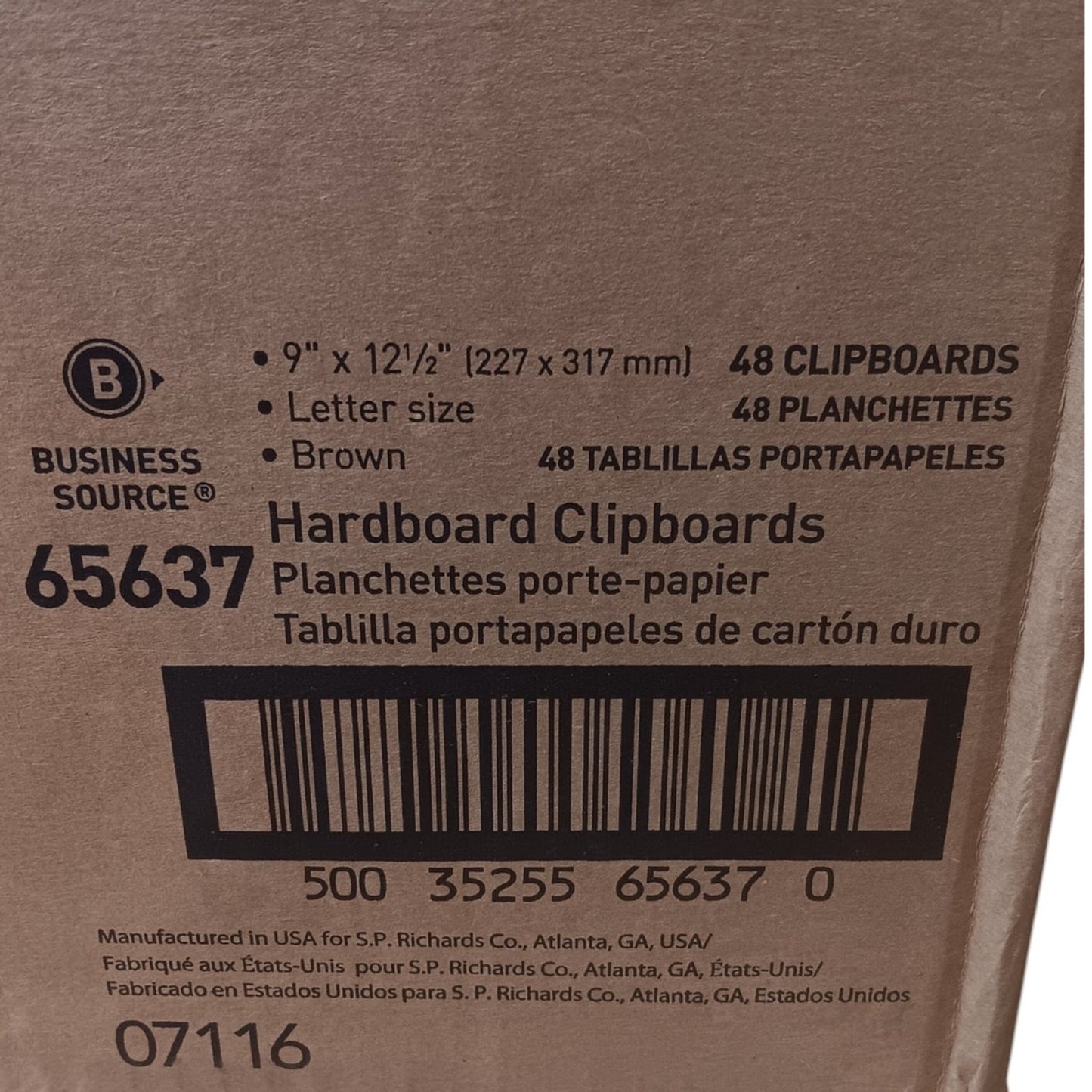 12 Count - Business Source Hardboard Clipboards 9" x 12 1/2" - Hardboard - Brown
