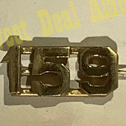 Early/Mid 1900s Brass C-Clasp Number "159" Collar Device 3/8"H Hat / Lapel Pin