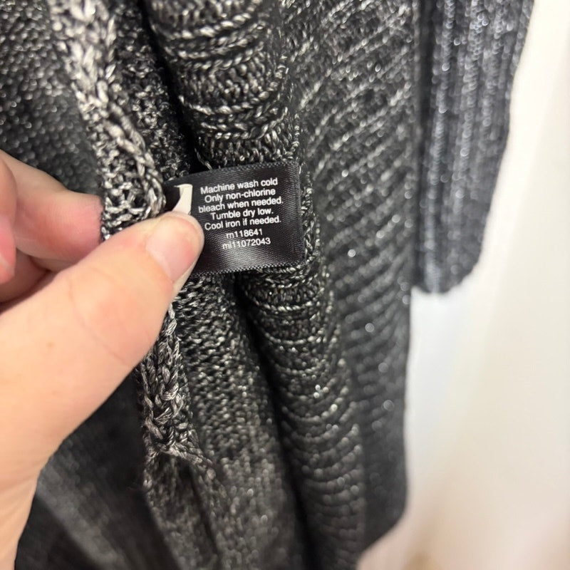 Lane Bryant +Size 14/16 Black Silver Open Front Cardigan Sweater Metallic Knit