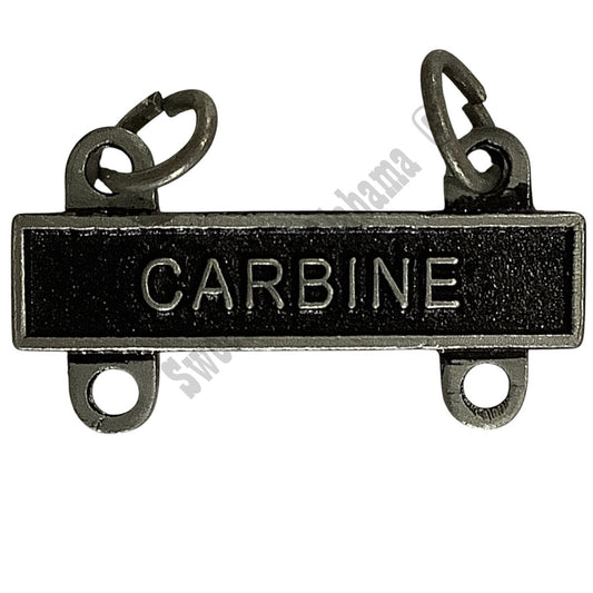 Military Qualification Bar, Carbine, Silver Text, Black Background, 1/2"H x 1"W
