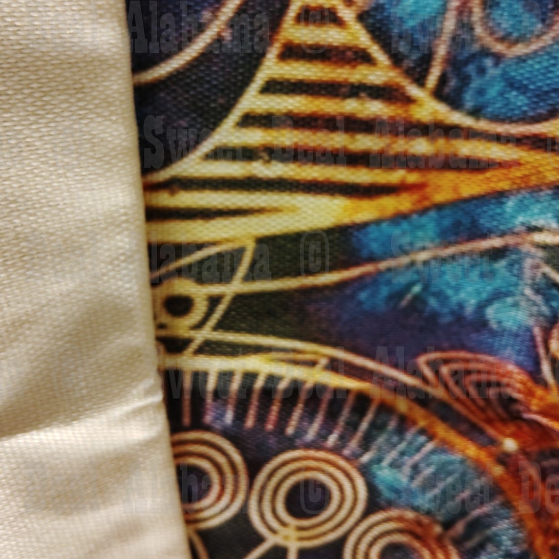 Bohemian Ethnic Throw Pillow Cover – Cotton Linen, Retro Floral Mandala, 22"x22"