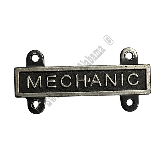 Military Qualification Bar, Mechanic, Silver on Black, 1/2"H x 1"W