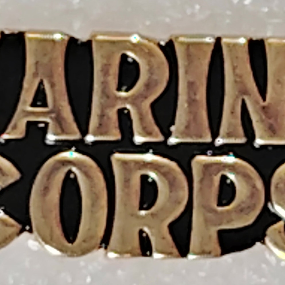 USMC "MARINE CORPS" Text Bar Novelty Hat/Lapel/Brooch Pin, Enamel Metal