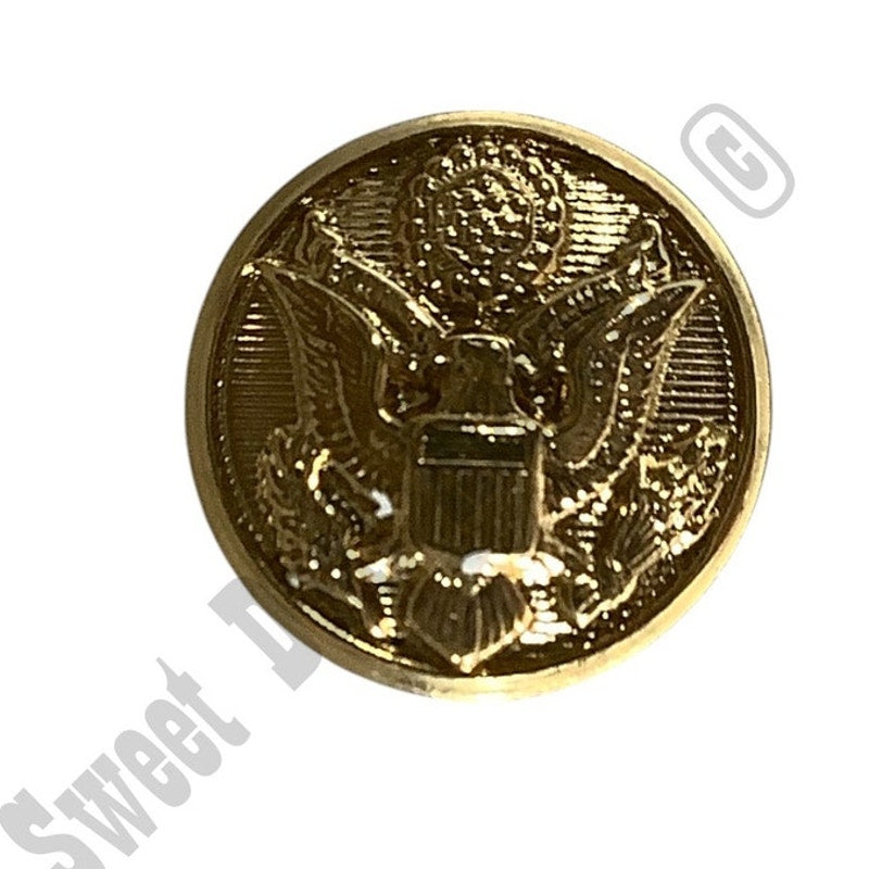 Waterbury Company Brass Screw-On Button with Back Featuring Eagle Seal, 5/8"D