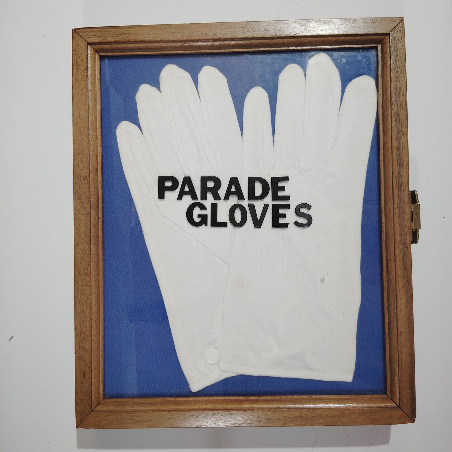 Parade Gloves in Plexiglass & Wood Display Case – 10x12x2 – Hinged Door