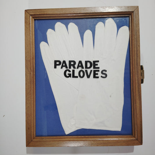 Parade Gloves in Plexiglass & Wood Display Case – 10x12x2 – Hinged Door
