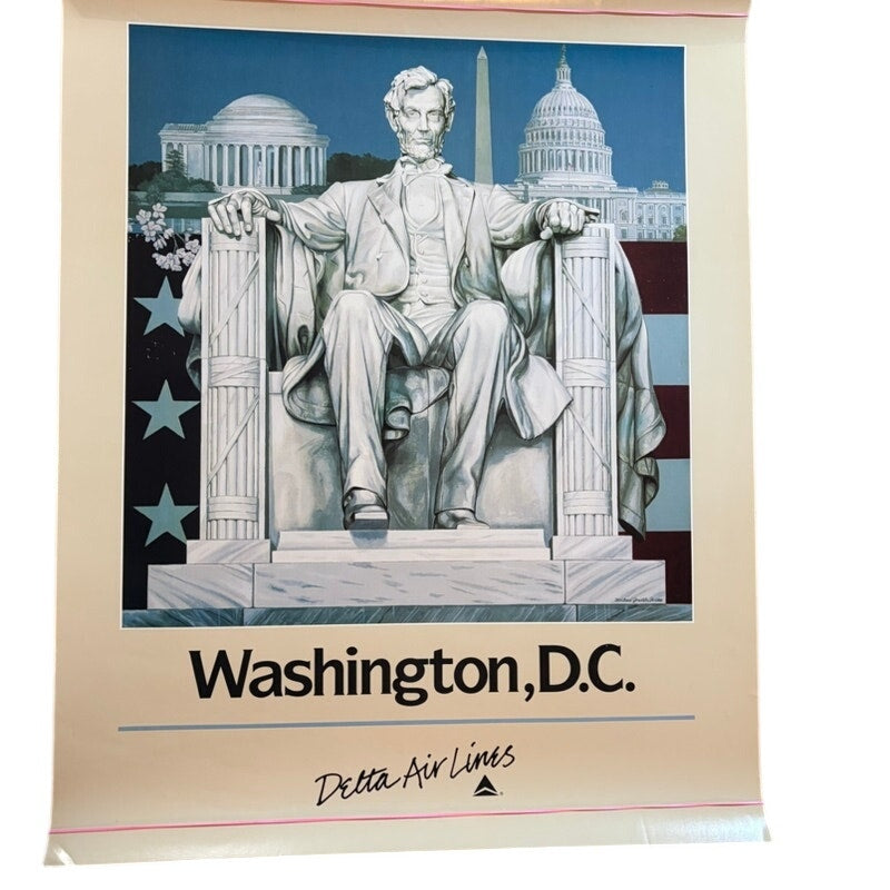 Original Delta Air Lines Washington D.C. Poster by Michael Smith D. - 28x22"