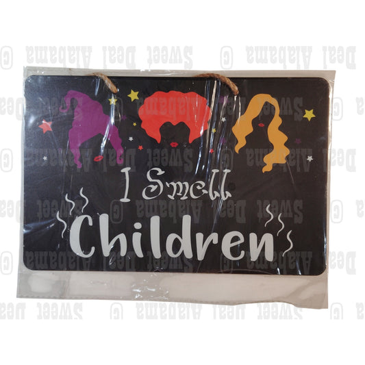 Halloween Metal Sign 7x11" – I Smell Children Wall Decor | Witchy Hanging Art