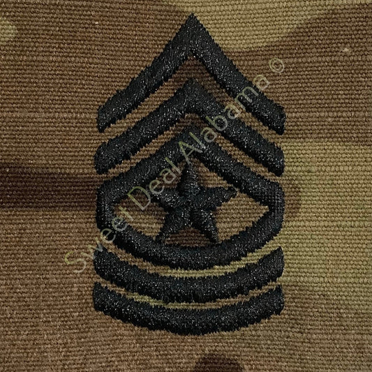 U.S. Army Embroidered Sgt. Major OCP Sew-On Rank Insignia, Multi-Camo 2" x 2"
