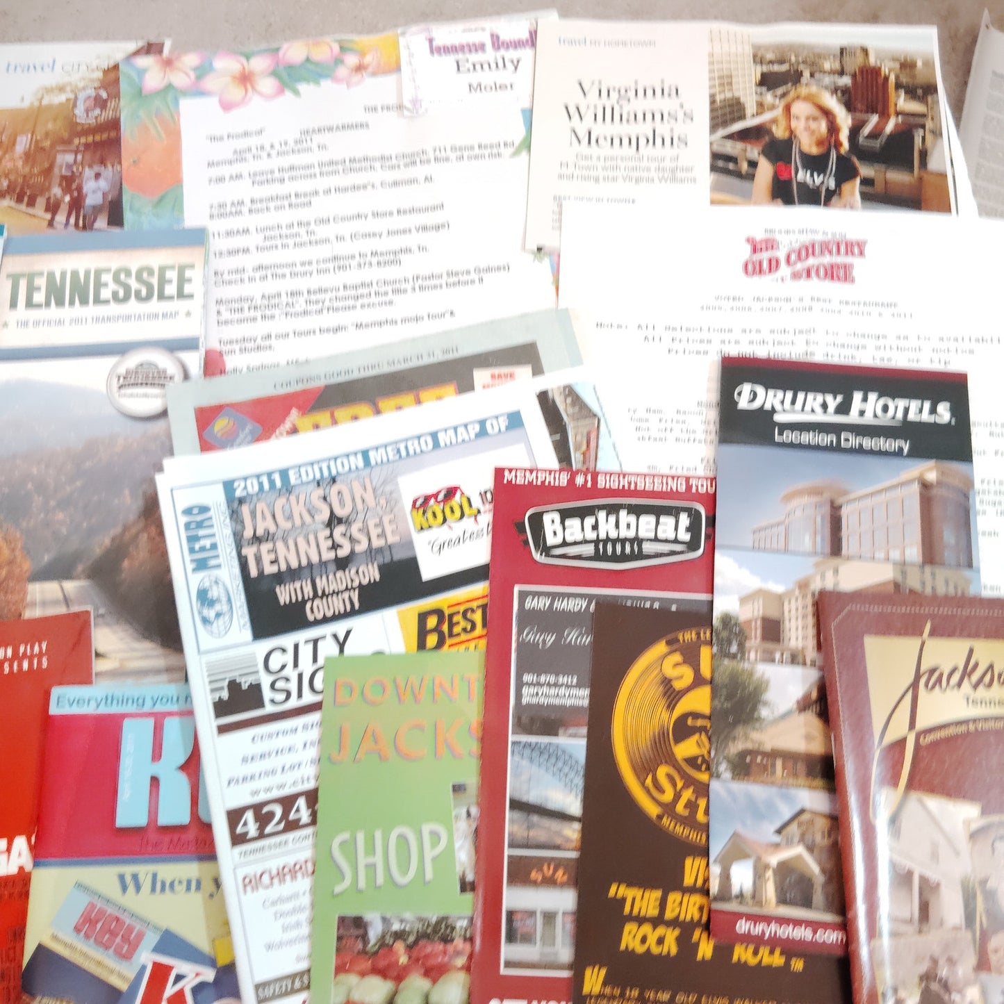 2011 Jackson Memphis Yellowstone Travel Ephemera Collection Brochures Maps