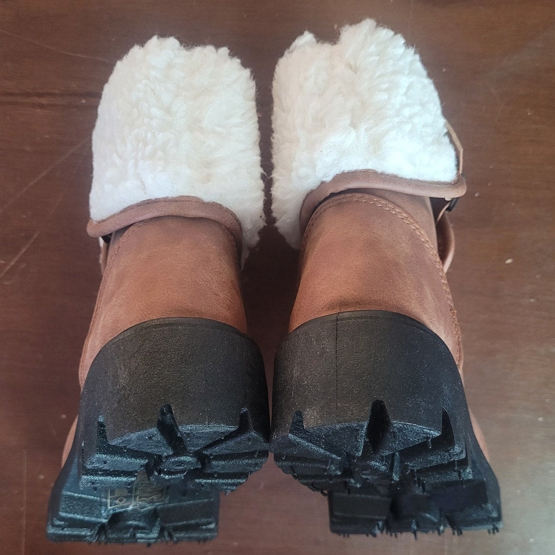 Yoki Camelia-Y Girls Snow Boots, Rust Size 1 Faux Fur Lined, Side Zip Ankle Boot