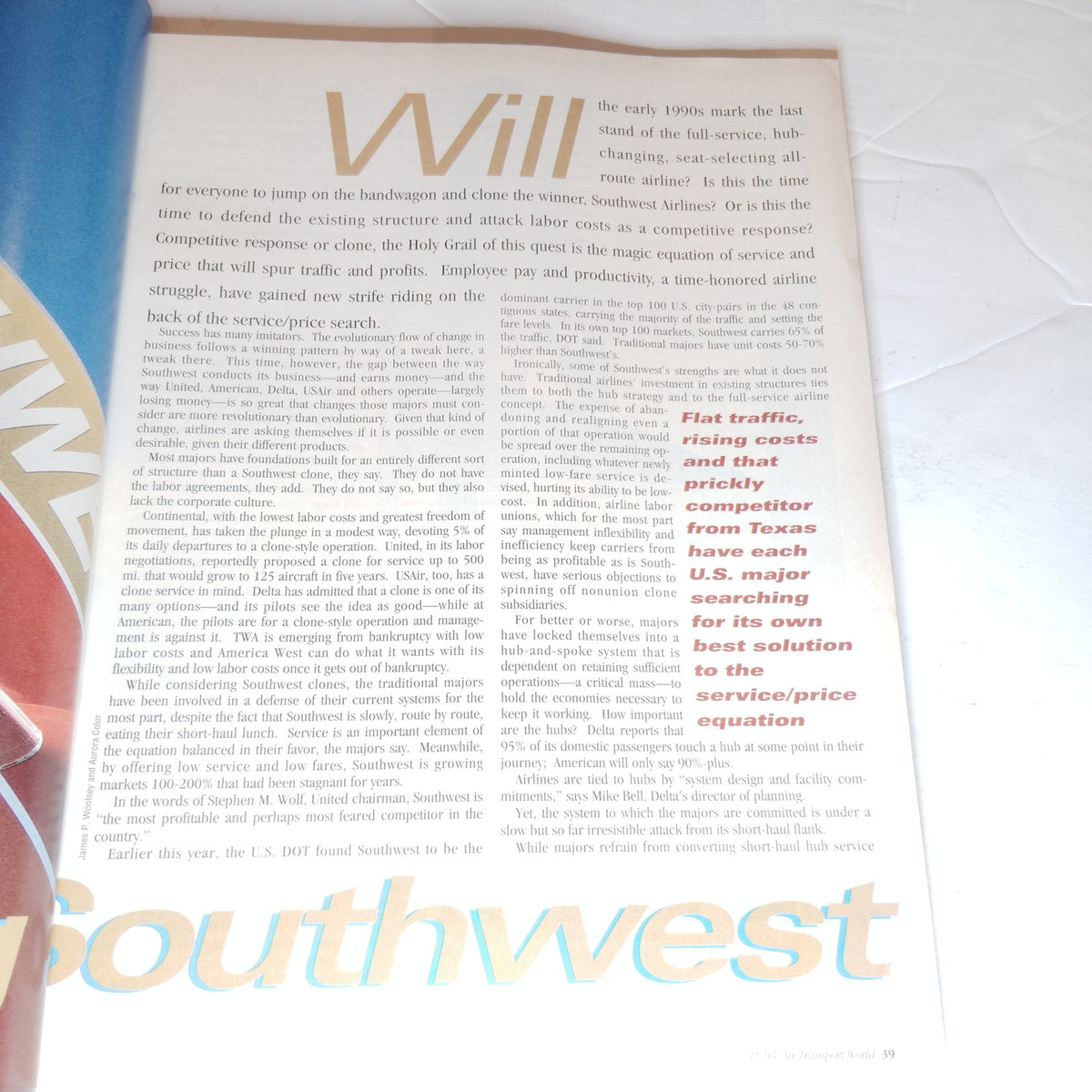 Air Transport World Magazine - November 1993 Southwest Airlines Edition