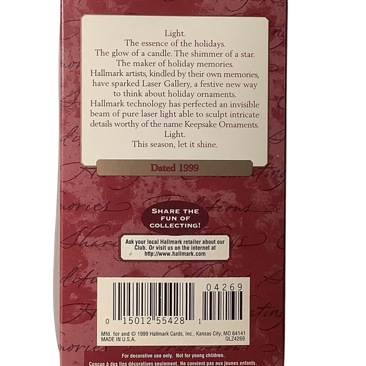 Yuletide Charm Laser Gallery 1999 Hallmark Keepsake Ornament QLZ4269