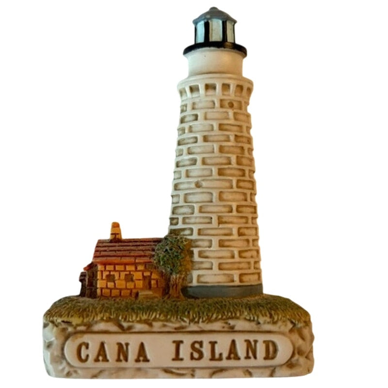 Lefton Cana Island Lighthouse 1995 G.Z.L. 10144 Resin Fridge Magnet Door County